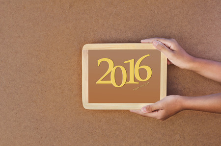 Happy new year 2016 background, typography in frameの写真素材
