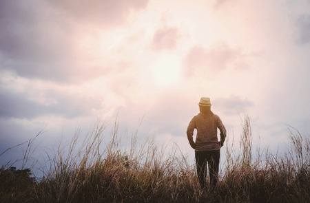 woman freedom in nature and sunshineの写真素材