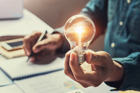 business accounting and concept saving energy in officeの写真素材