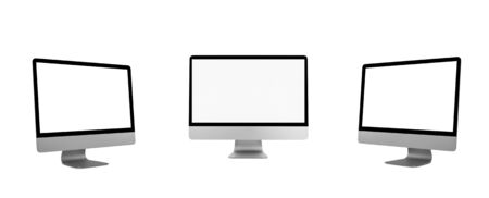 blank white screen computer display isolate on white background