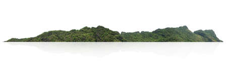 panorama mountain with tree isolate on white backgroundの写真素材