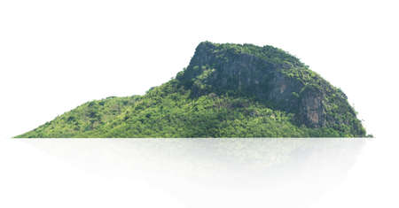 panorama mountain with tree isolate on white backgroundの写真素材