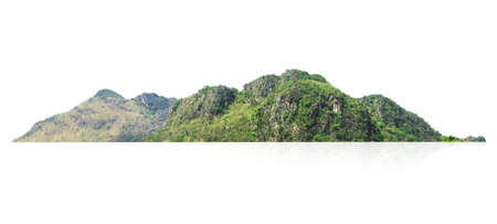panorama mountain with tree isolate on white backgroundの写真素材