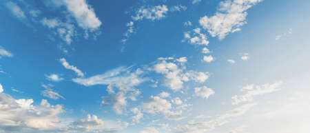 beautiful blue sky with white cloud in sunriseの写真素材