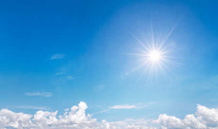 beautiful blue sky with white cloud in sunriseの写真素材