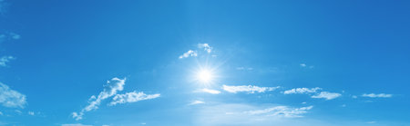 beautiful blue sky with white cloud in sunriseの写真素材