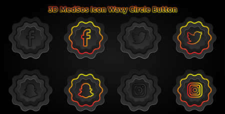 Realistic 3d Elegant and Masculine Media Social Buttonのイラスト素材