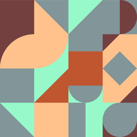 Abstract 1970's background design in simple retro style with stripes. Simple retro background with rounded striped design element in color. Vector illustration.のイラスト素材