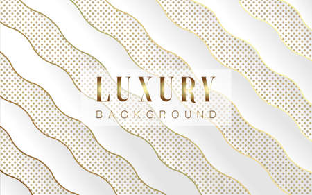 Abstract 3d background with black paper layers. Vector geometric illustration of carbon sliced shapes textured with golden glittering dots. Graphic design element. Elegant decorationのイラスト素材