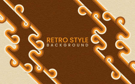 Abstract 1970's background design in simple retro style with stripes. Vector illustration. Simple retro background with rounded striped design element in color. Vector illustration.のイラスト素材