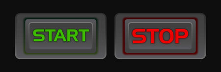 Start Stop On Off Button 3d Vector Illustrationのイラスト素材