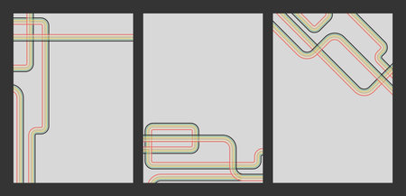 Vintage Striped Backgrounds, Posters, Banner Samples, Retro Colors from the 1970s, Retro Perspective Linesのイラスト素材