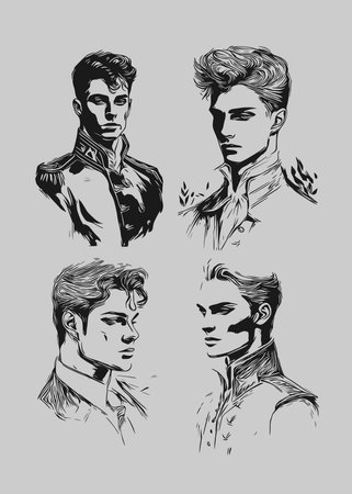 Young handsome Prince Sketch anime vectorのイラスト素材