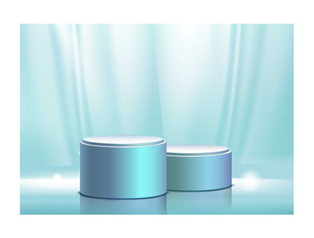Modern background platform with podium. Background vector 3d rendering crystal modern podium platform. stand show cosmetic product. Stage showcase on pedestal modern 3d studio platの写真素材