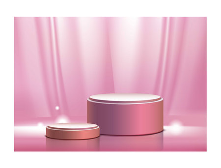 Modern background platform with podium. Background vector 3d rendering crystal modern podium platform. stand show cosmetic product. Stage showcase on pedestal modern 3d studio platの写真素材