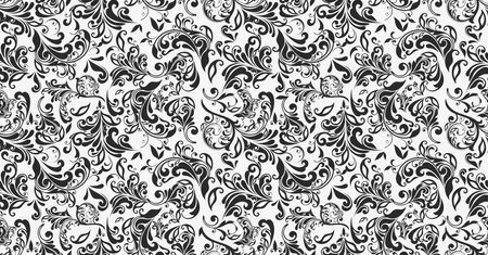 Outline floral seamless pattern. Endless ornamental border for ribbons, fabric, wrapping, wallpaper, tape. Decorative design element for background and cover.のイラスト素材