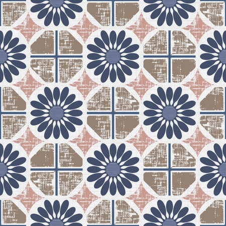 Seamless Octagonal flower Bloom fabric Wallpaperのイラスト素材