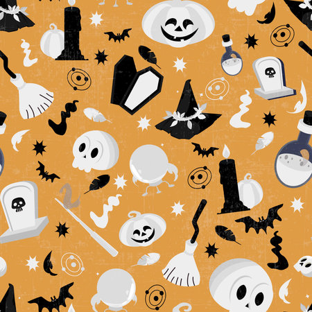 seamless Halloween Night Patterns Wallpaper Background - Scary Nightのイラスト素材