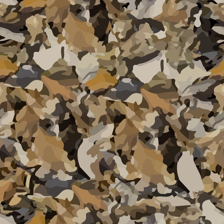 Realistic camouflage Seamless forest pattern. Branches and Oak leaves. Useable for hunting and wildlife photography purposes. Seamless vector illustration. Clothing style masking cのイラスト素材