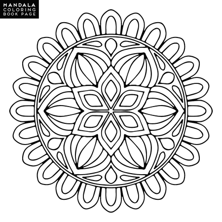 Flower Mandala. Vintage decorative elements. Oriental pattern, vector illustration. Islam, Arabic, Indian, moroccan,spain, turkish, pakistan, chinese, mystic, ottoman motifs. Coloring book pageのイラスト素材