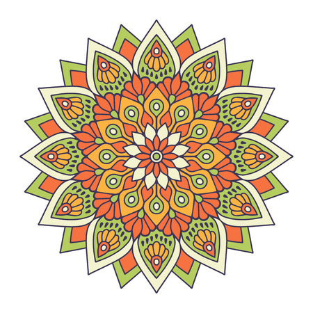Flower Mandala. Vintage decorative elements. Oriental pattern, vector illustration. Islam, Arabic, Indian, moroccan,spain, turkish, pakistan, chinese, mystic, ottoman motifs. Coloring book pageのイラスト素材