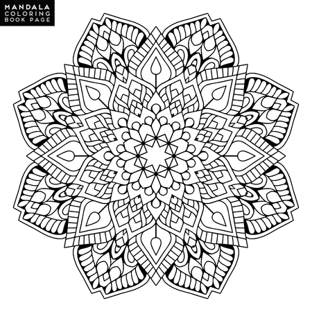 Flower Mandala. Vintage decorative elements. Oriental pattern, vector illustration. Islam, Arabic, Indian, moroccan,spain, turkish, pakistan, chinese, mystic, ottoman motifs. Coloring book pageのイラスト素材