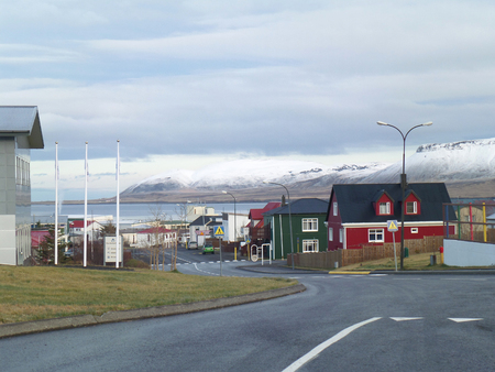 The Town centre of Grundarfjordur, Snaefellsnes Peninsula in Icelandの写真素材