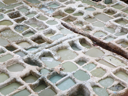 White Dye Pits of the Leather Factory in Fez of Morocco, Background, Patternの写真素材