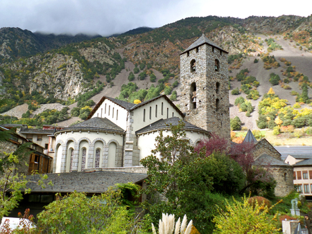 Church of Sant Esteve, the Landmark of the Old Quarter of Andorra La Vellaの写真素材