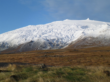 Snow Mountain along the Country Road in Snaefellsnes Peninsula , Icelandの写真素材