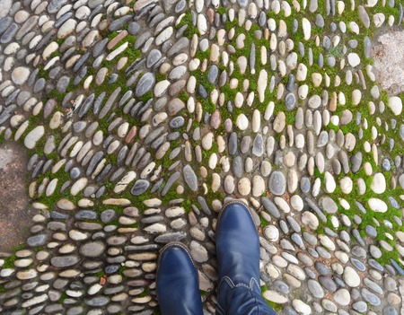 Cobblestone Path in The Real Alcazar of Cordoba, Spainの写真素材