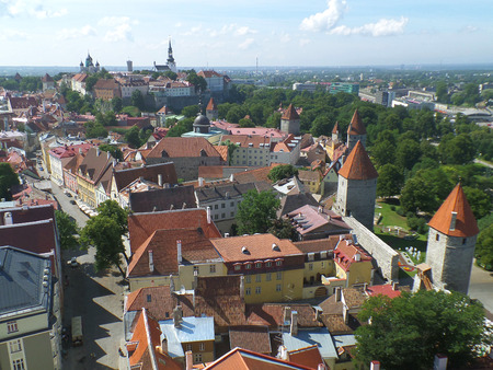 Stunning Cityscape of Tallinn in a Sunny Day, Estonia, UNESCO World Heritage Cityの写真素材