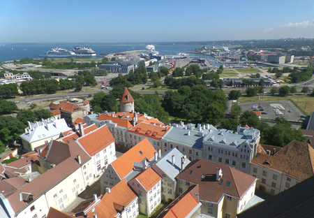 Beautiful Cityscape and the Port of Tallinn, Estonia, UNESCO World Heritage Cityの写真素材