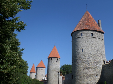 Medieval Towers of Tallinn City Walls, Estoniaの写真素材