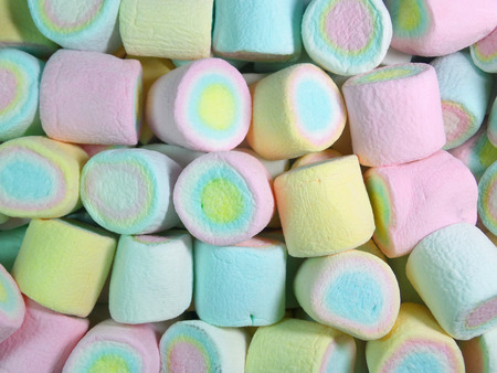 Heap of Closed up Pastel Colored Marshmallows, Background