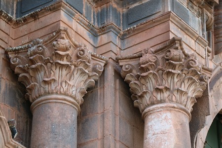 Gorgeous Column Ornament of Cathedral Basilica of the Assumption of the Virgin in Cusco, Peru, South Americaの写真素材