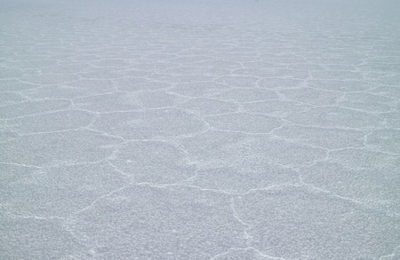 The surface of Salar de Uyuni Salt Flats after the rainy season, Potosi, Bolivia, South Americaの写真素材