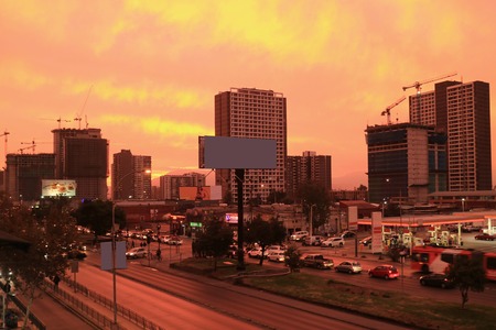 Santiago under the Incredible Evening Sky, Santiago, Chile, South America, 10th April 2018のeditorial素材