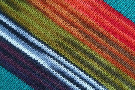 Texture of Colorful Striped Alpaca Knitted Wool Fabric in Diagonal Patterns