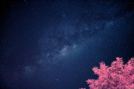 Pop Art Styled Deep Blue Milky Way over the Night Sky