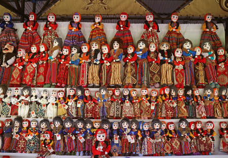 Dolls in Armenian Traditional Costumes for Sale in the Souvenir Shop at Vernissage Market,Yerevan, Armeniaのeditorial素材