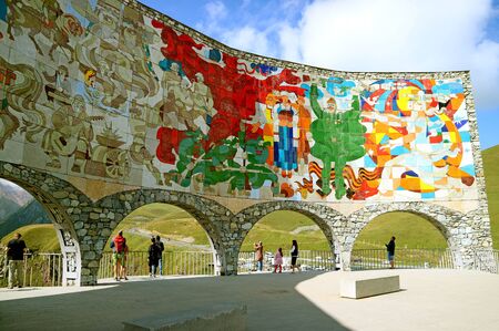 Incredible Massive Mural Tile-work Inside the Russia-Georgia Friendship Monument Depicting Georgian...