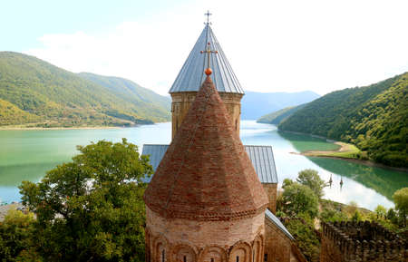 Two Medieval Churches on the Aragvi River Bank Inside Ananuri Castle Complex, Georgiaのeditorial素材