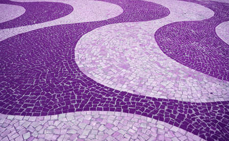 Abstract Pop Art Style Purple Colored Wave Patterned Mosaic Pavement for Background