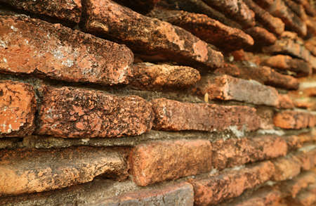 Remains of the Historic Outer Brick Wall of Wat Phra Si Sanphet Temple, UNESCO World Heritage Site in Ayutthaya, Thailandのeditorial素材