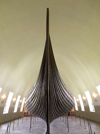 Front View of the Oseberg Ship, a Well Preserved Historic Ship Exhibited in The Viking Ship Museum...