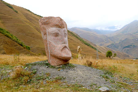 Amazing Giant Stone Sculptures at the Foothills of Caucasus, Impressive Tourist Attraction in Sno...
