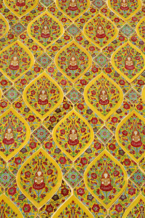 Gorgeous Five-colored Benjarong Porcelain in Thepphanom Pattern of Wat Ratchabophit Buddhist Temple...