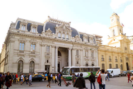 Central Post Office or Correo Central, a National Monument of Chile Located on Plaza de Armas Square, Santiago, Chileのeditorial素材