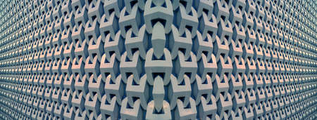 Gray Color Symmetry Diminishing Perspective 3D Architectural Lines and Shapesの写真素材